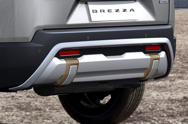 Rear Lower Bumper Garnish - Brown + Silver | New  Brezza (All Variants)