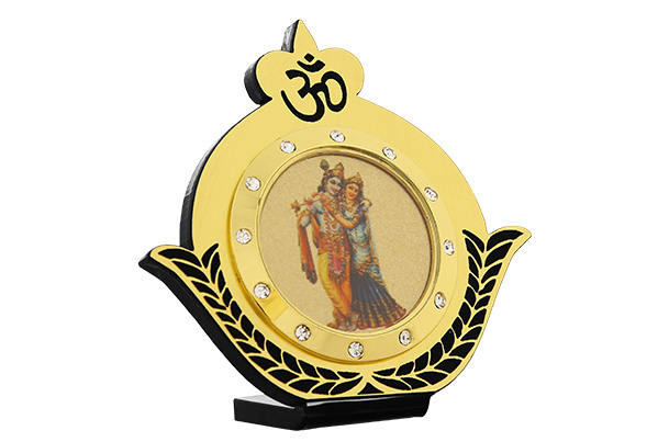 Dashboard Frame - Radha Krishna (Metallic) 24k Gold Plated 