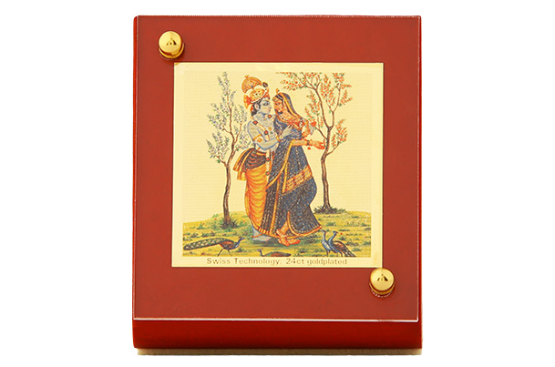 Dashboard Frame Radha Krishna 24k Gold Plated