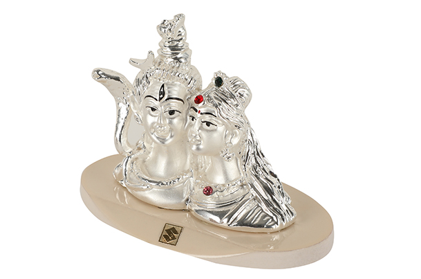 God Idol - Shiva Parvati (Resin) | 24k Silver Plated