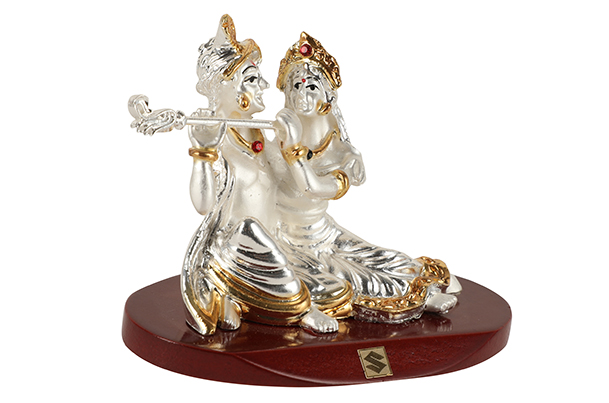 God Idol - Radha Krishna (Resin) | 24k Silver Plated