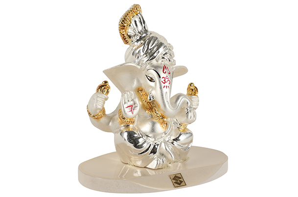 God Idol - Pagdi Ganesha (Resin) | 24k Silver Plated